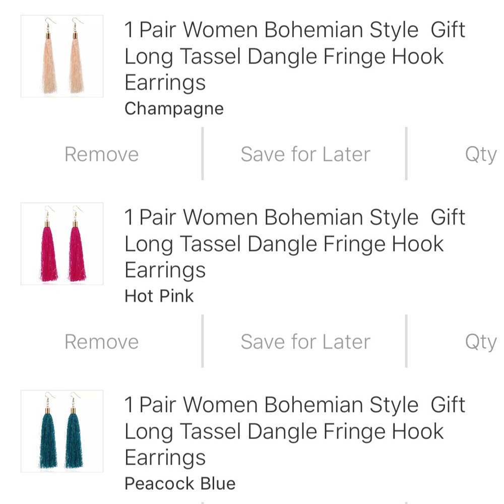 ⬇️ New bohemian long tassel dangling earrings red - Picture 4 of 8